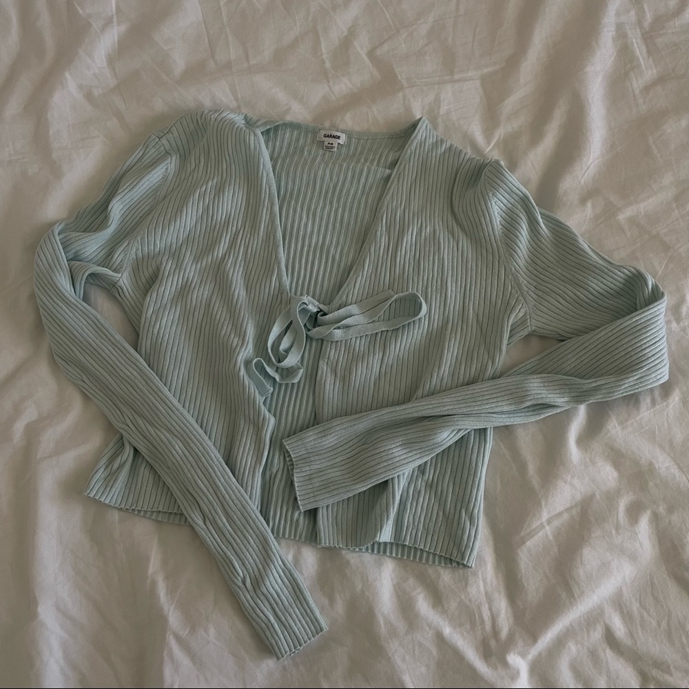 NWOT Garage Long Sleeve Tie Front Top